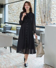 Tiaclasse L 【2WAY取り外しリボン付き】リボンタイラメシフォンワンピース