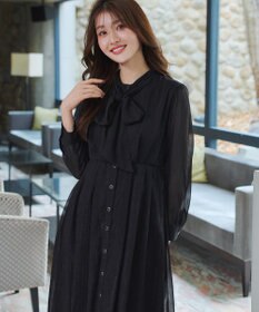 Tiaclasse L 【2WAY取り外しリボン付き】リボンタイラメシフォンワンピース