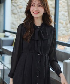 Tiaclasse L 【2WAY取り外しリボン付き】リボンタイラメシフォンワンピース