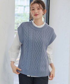 Tiaclasse 【2点セット】ニットベスト＋起毛シャツ