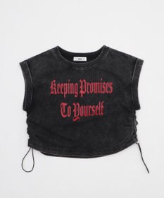 WEGO グラフィックノースリーブサイドドロストショートT