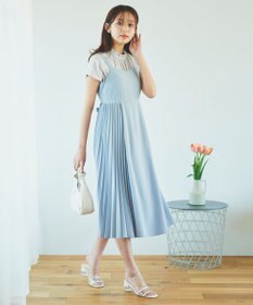 Feroux 【洗える】プリーツコンビ ジャンパースカート