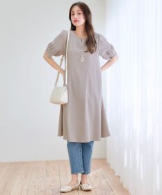 Tiaclasse L 【洗える】ギャザーランタンスリーブワンピース