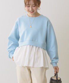 AMERICAN HOLIC 異素材ドッキングティアードポンチプルオーバ