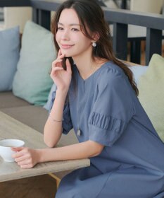 Tiaclasse L 【洗える】ギャザーランタンスリーブワンピース