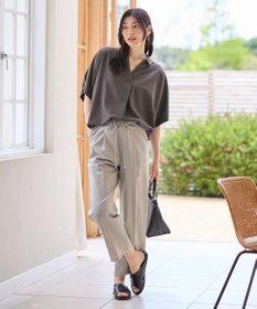 ANY 【新色追加】スキッパーネック袖タックブラウス