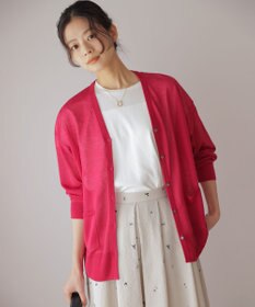 組曲 シアーニットVネック カーディガン チェリーローズ系