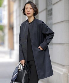 J.PRESS LADIES 【2way】VINAジェットオックス ノーカラー コート ネイビー系