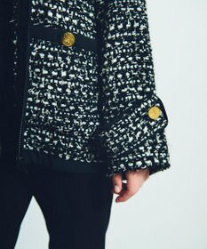 GRACE CONTINENTAL ツイードフーディーコート