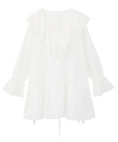 earth music&ecology 【綿100％】サイドリボンラッフルミニワンピース