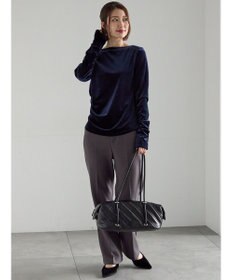 Te chichi 裏起毛パイピングストレートパンツ