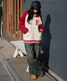 WEGO 【ユニセックス着用ITEM】グラフィックZIPニットブルゾン