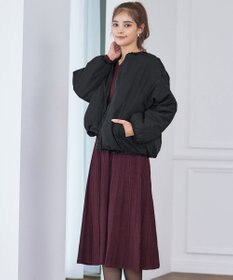 Tiaclasse 【洗える】プリーツ編みラメニットフレアワンピース