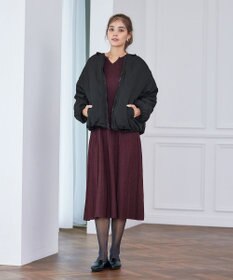 Tiaclasse 【洗える】プリーツ編みラメニットフレアワンピース