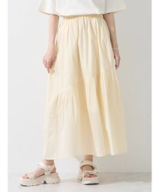 earth music&ecology コットンボイルランダム切替フレアスカート
