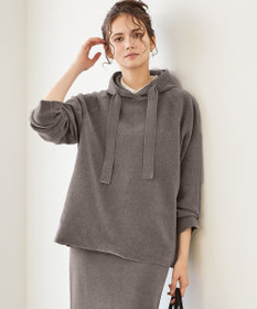 23区 【SLOW/一部店舗限定】ベロア風ニット パーカー ブラウン系