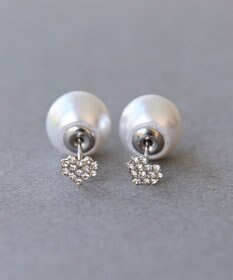 Phoebe 〈金属アレルギー対応〉3wayハートパヴェビジューパールキャッチピアス/シルバー