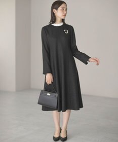 組曲 【2WAY】ラメフラノ フリル襟ワンピース