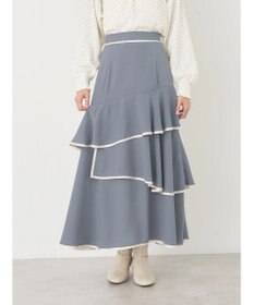 earth music&ecology パイピングフリルティアードスカート