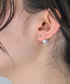 Phoebe 〈金属アレルギー対応〉3wayハートパヴェビジューパールキャッチピアス/シルバー