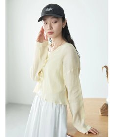 earth music&ecology ＳＥＴ２点クレープリボンブラウス＋インナー