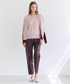 BEIGE， CHLOR / ウールシルク配色クルーネックニット