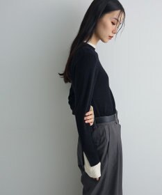 Green Parks ダブルカフスモックネック配色ニット