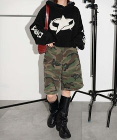 WEGO スタージャガードニットプルパーカー