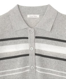 Green Parks 衿付き７分袖ニットプルオーバー