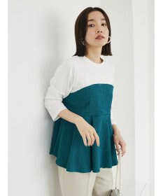 Green Parks ７分袖ビスチェドッキング風カットプルオーバー