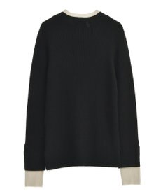 Green Parks ダブルカフスモックネック配色ニット