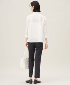 自由区 S 【ドラマ「明日はもっと いい日になる」着用】【接触冷感・吸水速乾・洗える】ナチュラルリネンクロップド丈 シャツ