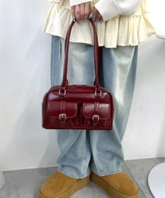 WEGO ベルト2ポケットデザインボストンバッグ