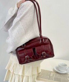 WEGO ベルト2ポケットデザインボストンバッグ