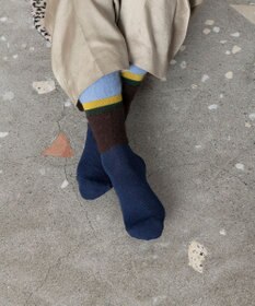 TRICOTE ボーダーシャギーハイソックス