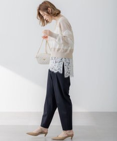 23区 L 【洗える】コットンポリエステルストレッチ ショート ニット