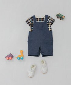 組曲 KIDS 【80-90cm】Check 半袖オーバーオール