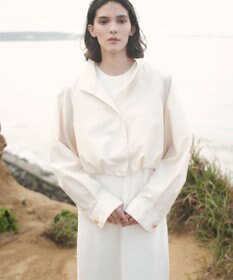 BEIGE， SULFUR / シルク混ショート丈バルーンブルゾン