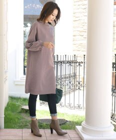 Tiaclasse L 【洗える】着心地抜群のボトルネック袖コンニットワンピース