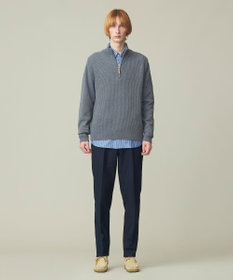 J.PRESS MEN 【Cash Lamb's Wool】畔編みハーフジップ ニット
