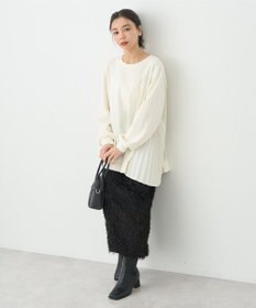 earth music&ecology サイドプリーツ裏起毛プルオーバー