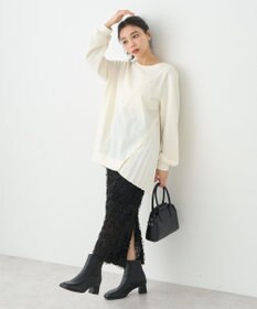 earth music&ecology サイドプリーツ裏起毛プルオーバー