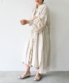 muuc 〈コットン100%強撚糸〉〈2WAY〉〈遠州織物の工場で織られた上質な生地〉〈シースルー〉〈ドライタッチ〉コットンドビーギャザー 羽織り＆ワンピースドレス