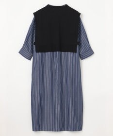 ANY 【洗濯機可・セットアイテム】短丈ベスト×シャツワンピースセット