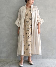 muuc 〈コットン100%強撚糸〉〈2WAY〉〈遠州織物の工場で織られた上質な生地〉〈シースルー〉〈ドライタッチ〉コットンドビーギャザー 羽織り＆ワンピースドレス