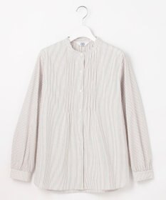 J.PRESS LADIES S 【洗える】BEZコットンナイロン ストライプ ピンタック ブラウス