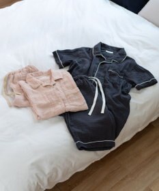 UCHINO クレープガーゼ　パイピング　半袖　レディス　パジャマ