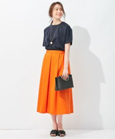 自由区 【接触冷感・速乾・UVカット・撥水・防シワ】リネンライクツイル タックスカート