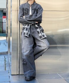 WEGO デニムショートバイカーブルゾン