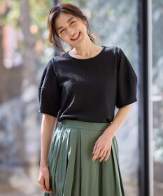 ANY シャーリングランタンスリーブトップス